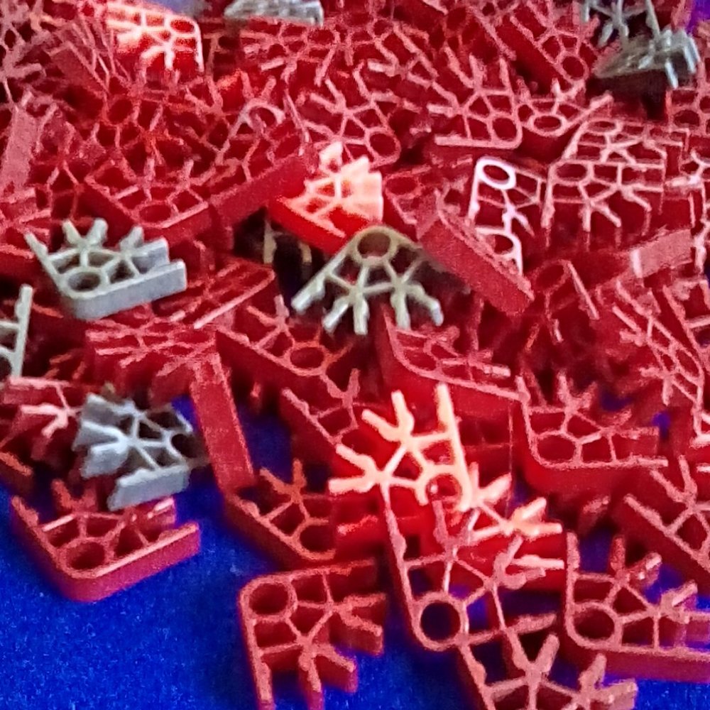 K'NEX 3 way connector red, bright red, grey